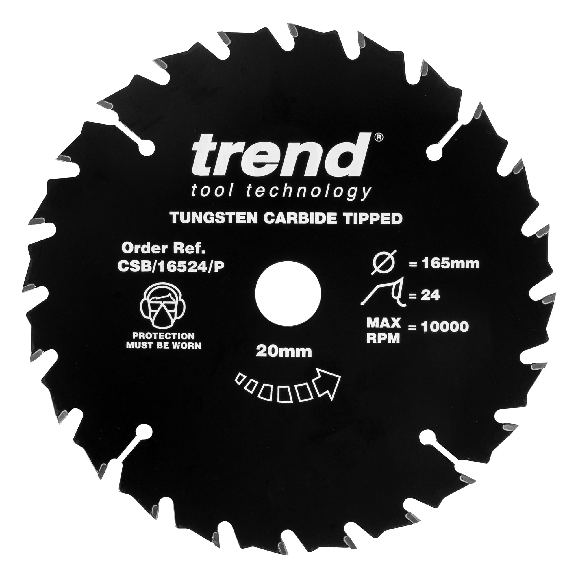 Trend Wood PTFE Circular Saw Blade, 165mm Diameter, 20mm Bore, 24 Teeth, TCT, 2.2mm Kerf, CSB/16524/P