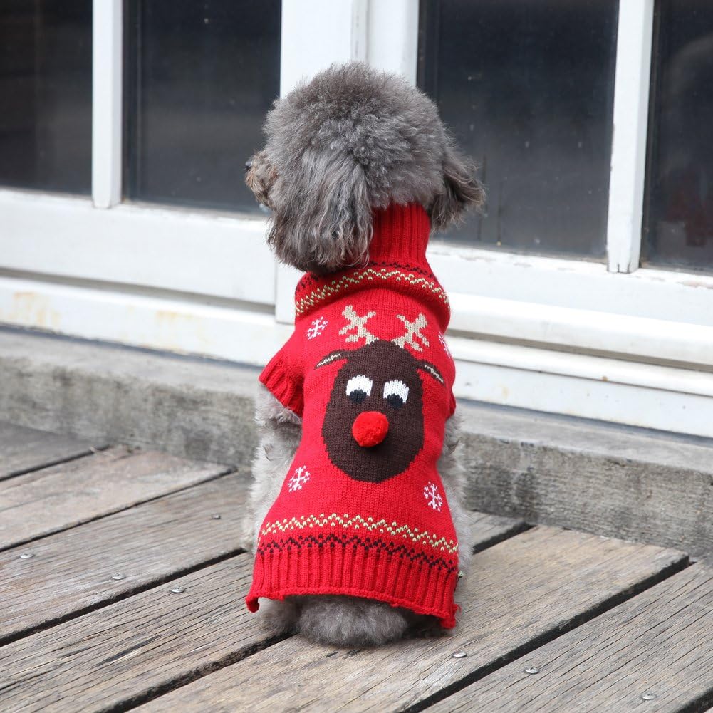PETCARE Pet Dog Sweater Pet Clothes Puppy Cat Winter Warm Clothes Turtleneck Christmas Reindeer Knitting Pattern Knitwear Costume - Image 4