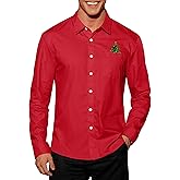 Arvilhill Men's Christmas Embroidered Button Shirt Xmas Dress Shirts with Chest Pocket (S-3XL)