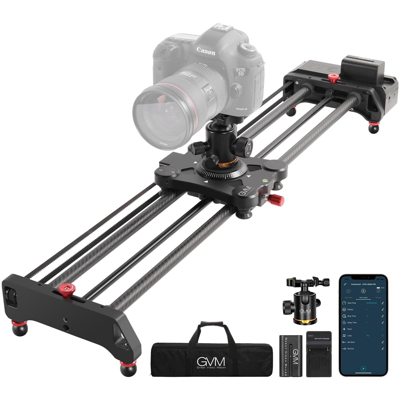 Photo 1 of GVM Motorized Camera Slider,31" Wireless Carbon Fiber Dolly Rail Camera Slider with APP Control, Motorized Time Lapse and Video Shot Follow Focus Shot and 120 Degree Panoramic Shooting