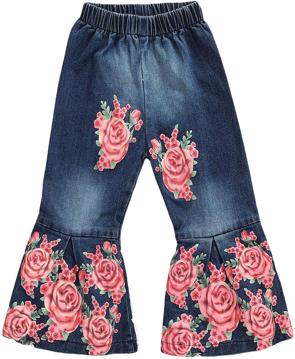 Toddler Little Girls Denim Jeans Bell Bottoms Flare Pants (23