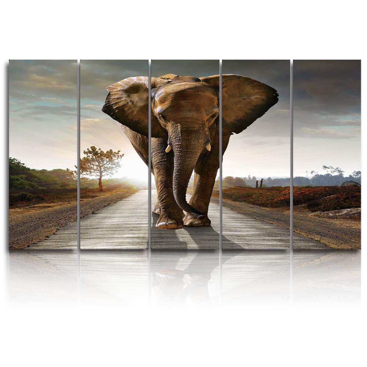 Best 5 Piece Elephants Walking Modern Home Wall Decor