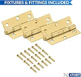 XFORT 3 Inch Polished Brass Ball Bearing Hinges 75mm 1.5 Pair view 2