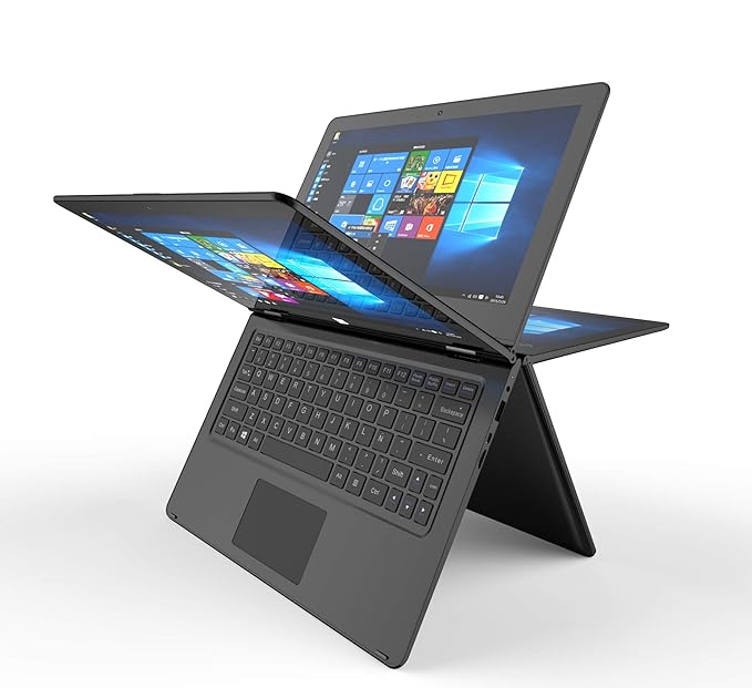 PRIXTON FLEX - tragbarer Laptop Windows 10 360º schwenkbar 11,6” schwarz