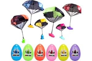 BEIGUO 6 Pack Easter Eggs with Dinosaur Parachute Toy Inside for Kids Girls Boys Easter Basket Stuffers Gifts Party Favors