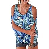 LEIYEE Womens Summer Cold Shoulder Tops Short Sleeve T Shirts Pullover Sexy Casual Dolman Blouses