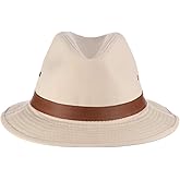 Dorfman Pacific Men's One-Piece Canvas Faux Leather-Trim Safari Hat