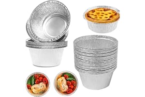 120Pcs Aluminum Foil Baking Pie Pans, Round Tart Molds, Small Aluminum Cups for Pudding Cupcake Muffin Foil Cups, Foil Baking