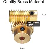 sourcing map Worm Gear Set 0.5 Module 30:1 Reduction Brass 4mm Hole Gear Shaft view 4