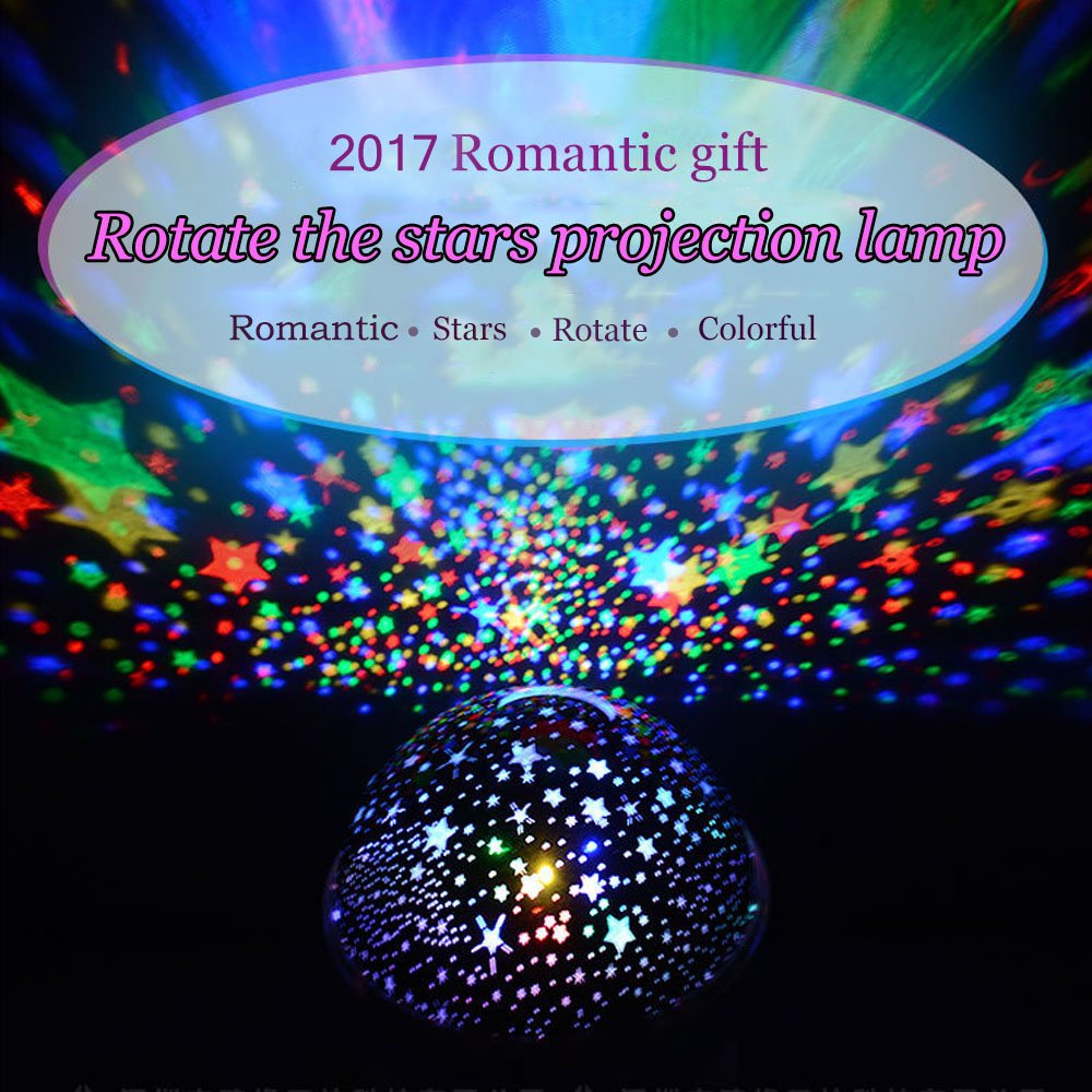 Ecandy Constellation Night Light Projector Lamp 360 Degree Rotating 3 Mode Romantic Cosmos Star Sky Moon Bedroom Light for Children,Baby Bedroom,Christmas Gifts,Pink