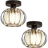 YYJLX 2 Pack Semi Flush Mount Ceiling Light Fixture Modern Small Crystal Chandelier Mini Indoor Ceiling Lamp for Bathroom Hal