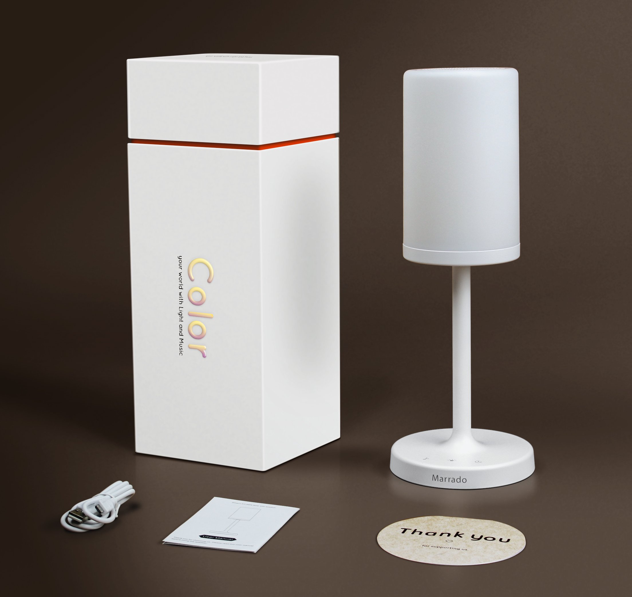 Marrado Bedside Lamp with Bluetooth Speaker Color Changing LED Mood