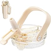 Bluwing 30 oz Flip Straw Lid Replacement for Stanley Quencher H2.0 and ProTour Tumbler, Leak Proof Lid with Detachable Handle for 30 oz Stanley Cup, BPA Free(Cream)