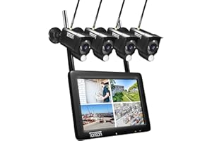 [7" Touchscreen, 3MP] Tonton Security Cameras Wireless Outdoor System with Monitor, PIR & Human Detection, Color Night Vision