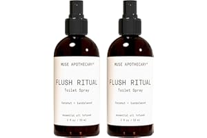 Muse Apothecary Flush Ritual - Aromatic & Refreshing Toilet Spray, Use Before You Go, 2 oz, Infused with Natural Essential Oils - Coconut + Sandalwood, 2 Pack