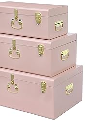 Vixdonos Decorative Box Set of 3 Metal Trunks Chest