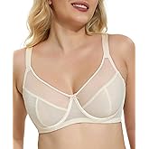 Onlyday Unlined Minimizer Bras for Women Full Coverage Underwire Plus Size Lace Mesh Bras for Large Breasts
