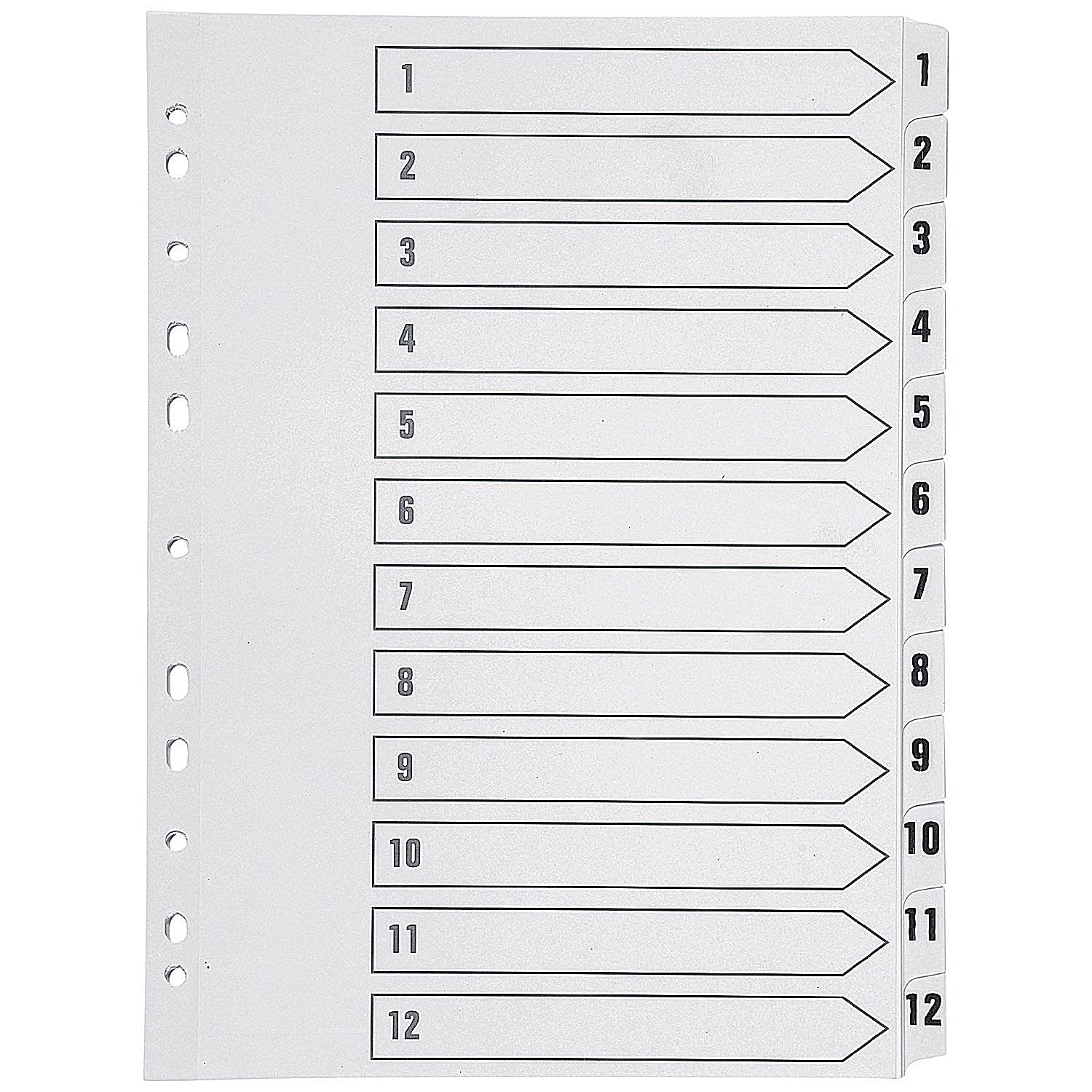 Q-Connect 1-12 Index Multi-Punched Reinforced Board Clear Tab A4 White KF01529