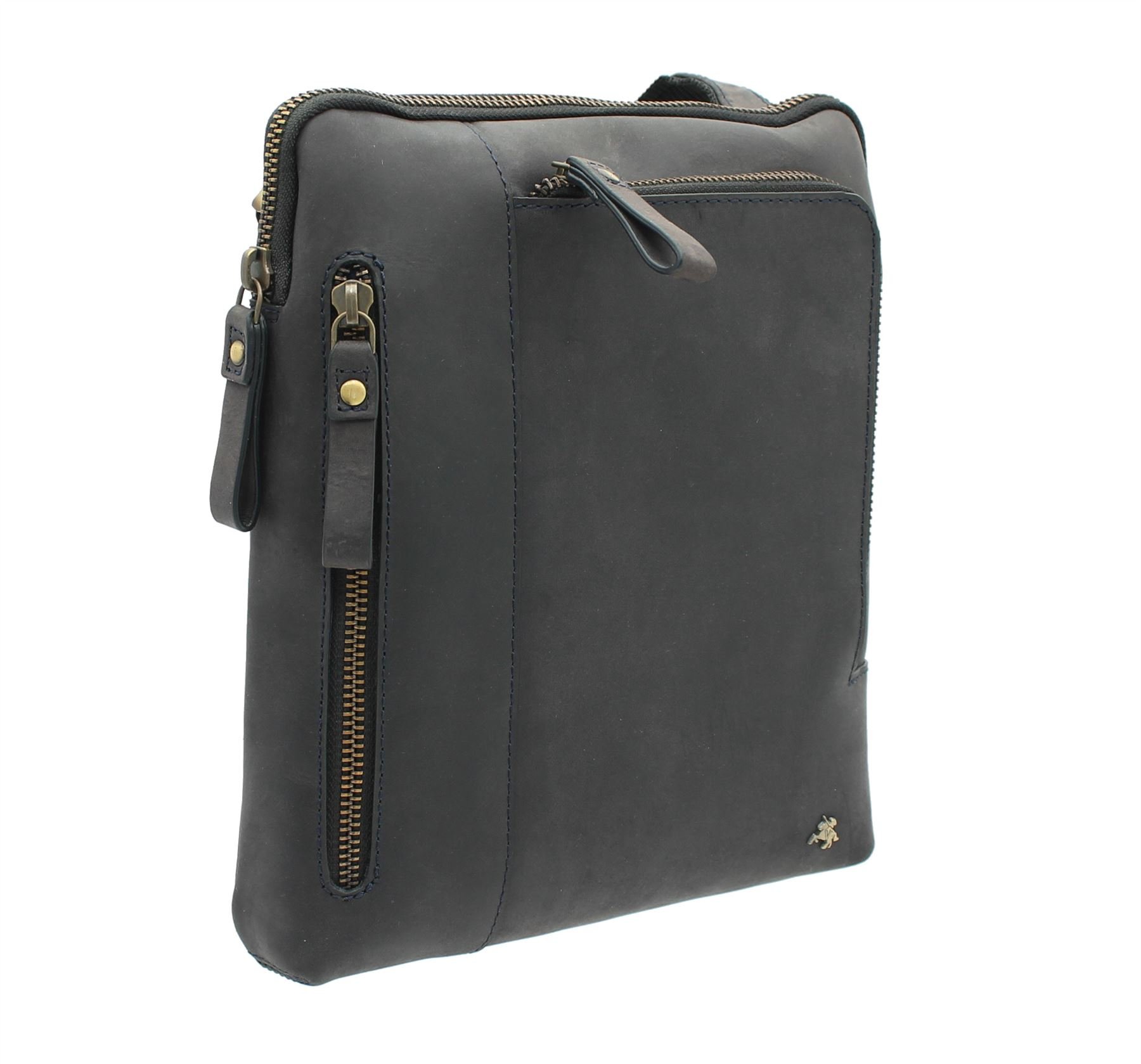 VISCONTI ROY Oiled Leather Tablet/iPad Cross Body Messenger Bag 15056 Oil Blue