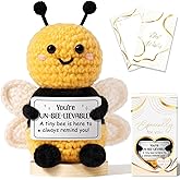 Emotional Support Crochet Positive Bee Inspirational Cheer Gifts for Women, Handmade Crochet Bee Awesome Gift Thank You Birthday Valentines Teacher Appreciation Gift for Coworker Nurse Mom Friends