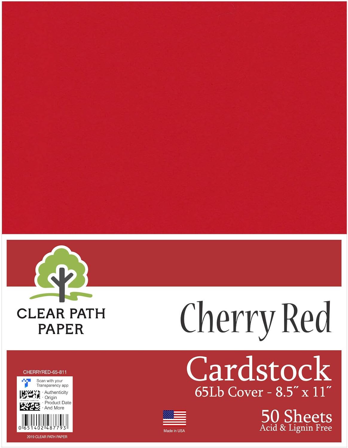 Cherry Red Cardstock - 8.5 x 11 inch - 65Lb Cover - 50 Sheets - Clear Path Paper: Arts, Crafts & Sewing