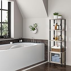 TUTOTAK 5 Tier Bookcase and Bookshelf, Narrow Book