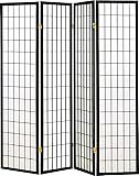 Legacy Decor 4 panel Shoji Screen Room Divider, Black