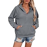 SHEWIN Womens Hoodies Casual Quarter Zip Pullover Hoodie Fleece Oversized Sweatshirt Fall Outfits for Women 2025