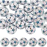 SUNNYCLUE 20pcs Rhinestone Ball Beads Rhinestone Resin Beads 20mm Large Soccer Sport Theme Diamond Foot Ball Bubblegum Disco Chunky Bead for Jewelry Making Women Adults Beadable Pen Craft Supplies