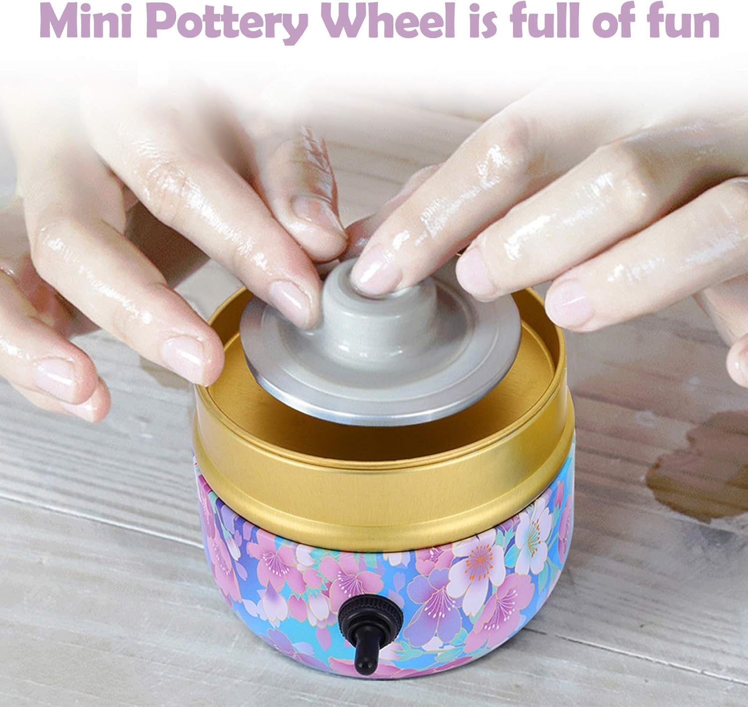 Portable Pottery Wheel for Adult & Kid Beginners, 1500RPM Mini Electric Pottery Wheel Machine with Tray, Kids Pottery Wheel Set for Ceramic Work Ceramics Clay Art Craft, Sky Blue