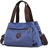 DOURR Hobo Handbags Canvas Crossbody Bags for Women, Multi Compartment Tote Purse Medium Satchel