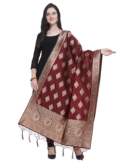 KANCHNAR Womens Silk Banarasi Dupatta