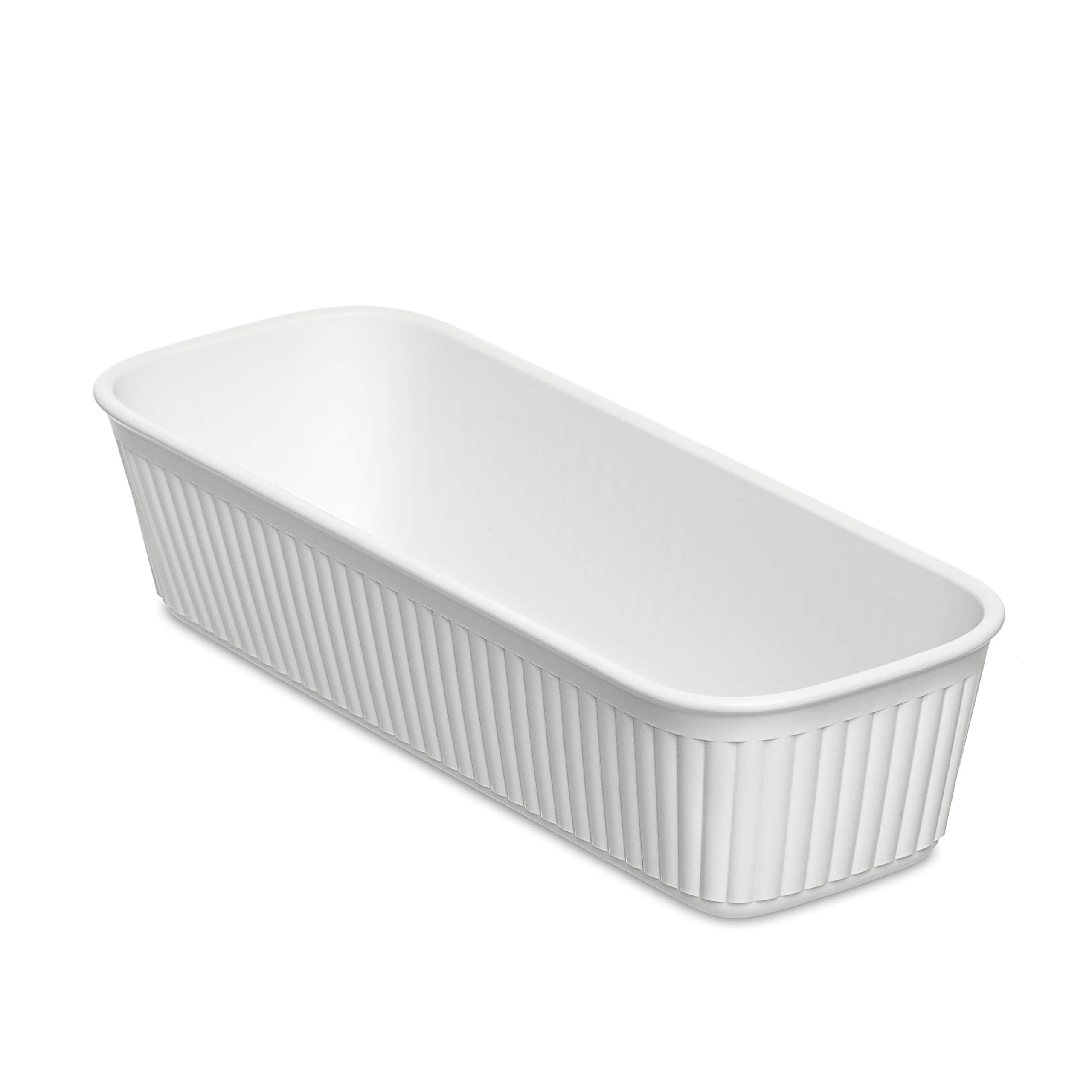 TATAY Plastic Storage Basket Slim Baobab | Drawer Organiser | Elegant Functional Design | Home & Office Organisation | Recycled BPA-Free Plastic | 9x24x5.6 cm, White