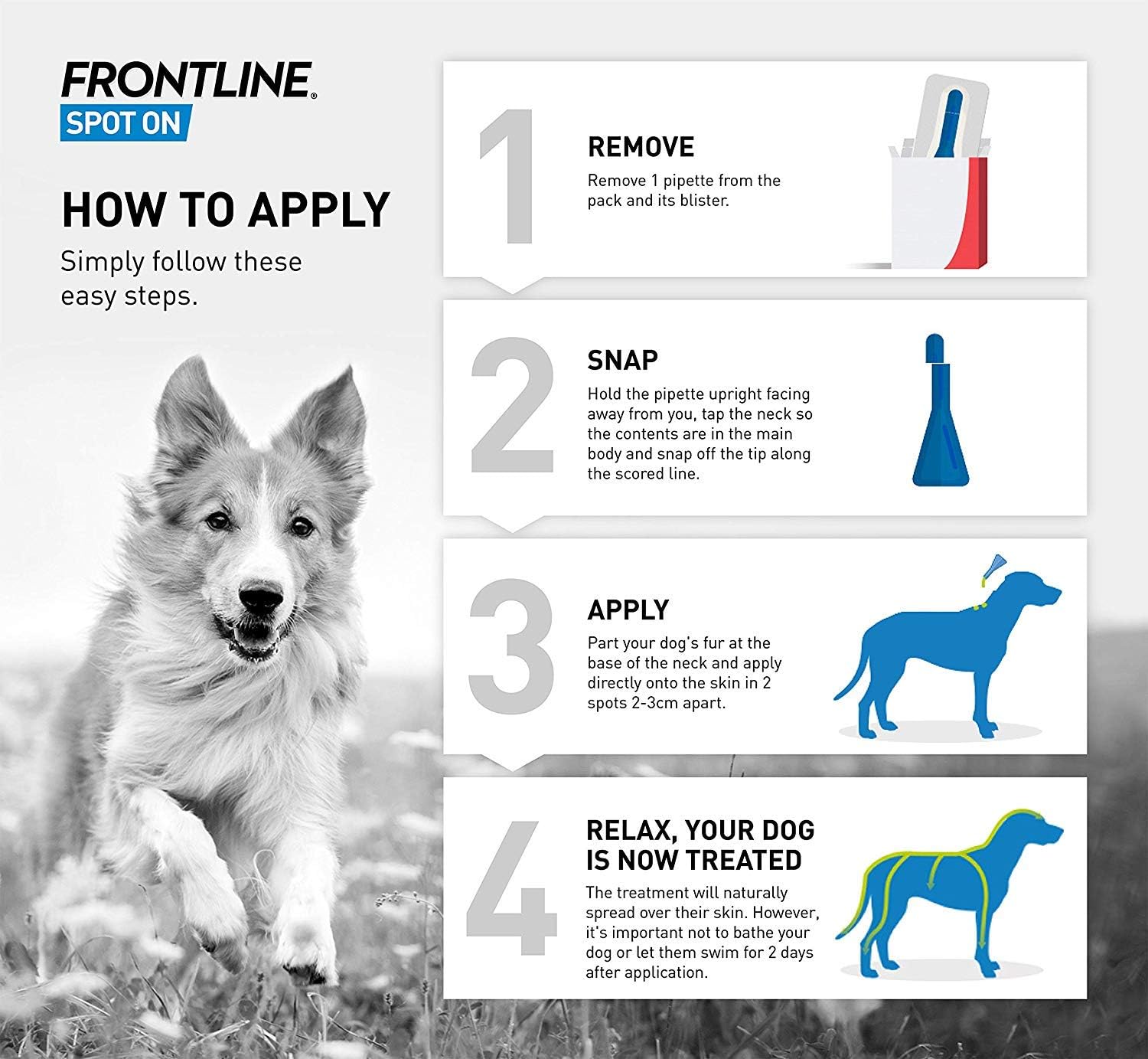 FRONTLINE Spot On Flea & Tick Treatment for Large Dog (20-40kg) 6 Pipettes, Clear, 6 Pipettes Large - Image 5