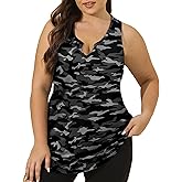 FOREYOND Women' s Plus Size Tank Tops Workout Loose Fit Athletic Tops V Neck Racerback Yoga Gym Shirts Casual Summer