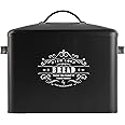Extra Large Black Bread Box - Bread Boxes for Kitchen Counter Holds 2+ Loaves for All Your Bread Storage - Bread Container Counter Organizer to Suit Farmhouse Kitchen Decor, Vintage Kitchen, Rustic