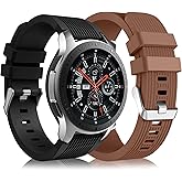 Lerobo [2 Pack] Compatible for Samsung Watch Band 46mm/Galaxy Watch 3 Band 45mm/Gear S3 Frontier/Classic Watch Band, 22mm Silicone Band Casual Straps Accessories for Women Men Black Brown