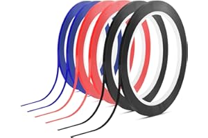 Cosmos 6 Rolls 1/8" Thin Whiteboard Tape Dry Erase Board Line Tapes Graphic Chart Grid Marking Tape for White Board Highlighting Gridding Drafting Pinstriping, 164 Ft (50m)/Roll (Black, Red, Blue)