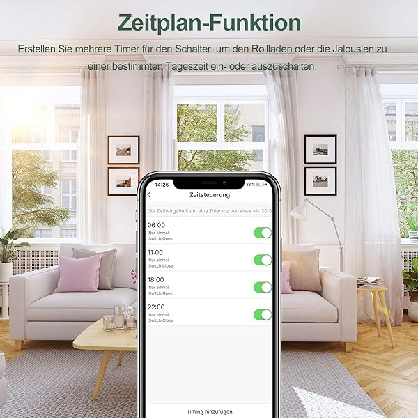Steuerbare LED Rolladen Zeitschaltuhr ANCCY WLAN Rolladenschalter Funktion mit Alexa Echo und Google Home Jalousien Schalter mit Touch Panel App Fernbedienung und Zeitplan4 Packs