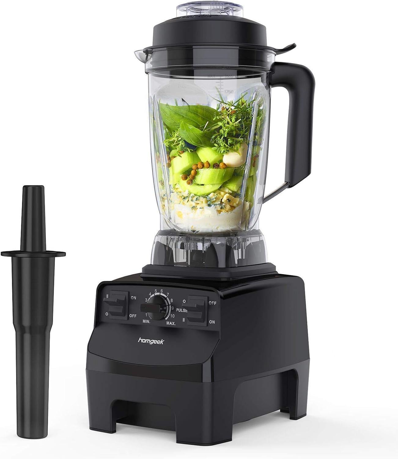 Standmixer Smoothie Maker,homgeek 2000W 2L Tritan-Behälter BPA-Free Edelstahl Standmixer 10 Geschwindigkeitsstufen,Deckel mit Nachfüllöffnung,Impuls-/Ice-Crush Funktion [Energieklasse A+++]