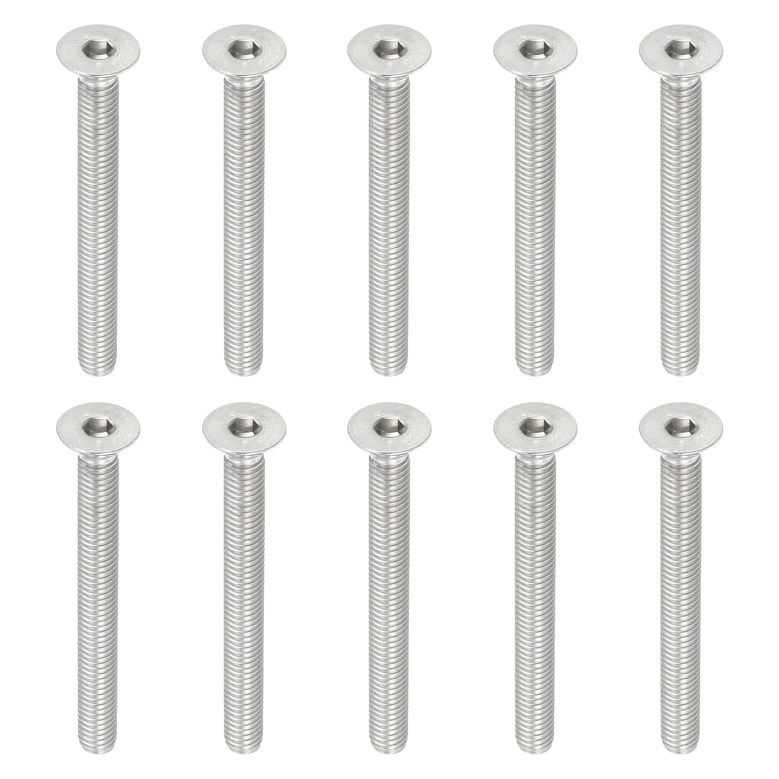 PATIKIL M6 x 60mm Flat Head Socket Cap Screws, 10 Pack 304 Stainless Steel 18-8 Machine Screws Flat Countersunk Bolts Hex Socket Drive Fasteners Grade 6.8 — image 1