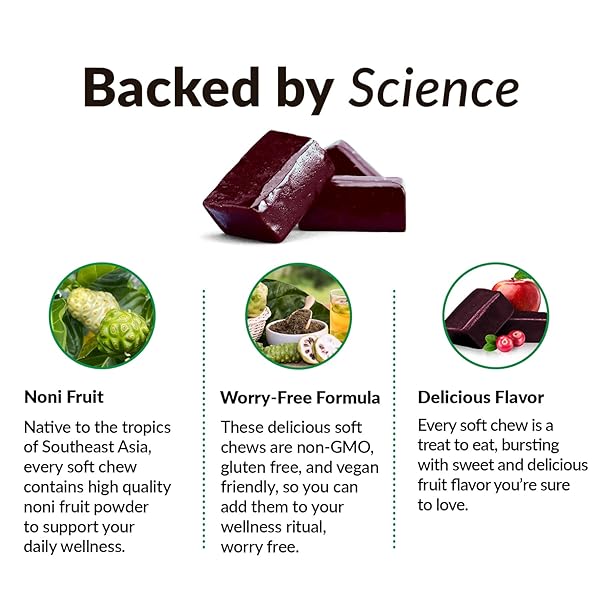 FORCE FACTOR NONI FRUIT CHEWS FOR IMMUNITY AND SKIN HEALTH SUPPORT, NONI JUICE SUPPLEMENT, PLANT-BASED ANTIOXIDANT SUPERFOOD CHEWS, GLUTEN-FREE, & VEGAN, APPLE BERRY FLAVOR, 30 SOFT CHEWS