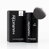 Hairatin Premium Hair Fibers - Black - for Thinning Hair, Keratin + Cotton Blend, Ammonia-Free Hair Thickener for Natural-Looking Fuller Hair in Seconds, Undetectable Long-Lasting Coverage