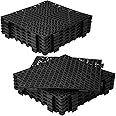 12Pcs Drainage Interlocking Floor Tiles 11.8" x 11.8", Modular Interlocking Cushion Soft PVC Floor Non-Slip Splicing Waterproof Mat for Drain, Pool, Shower, Patio, Balcony, Bathroom, Kitchen, Yard