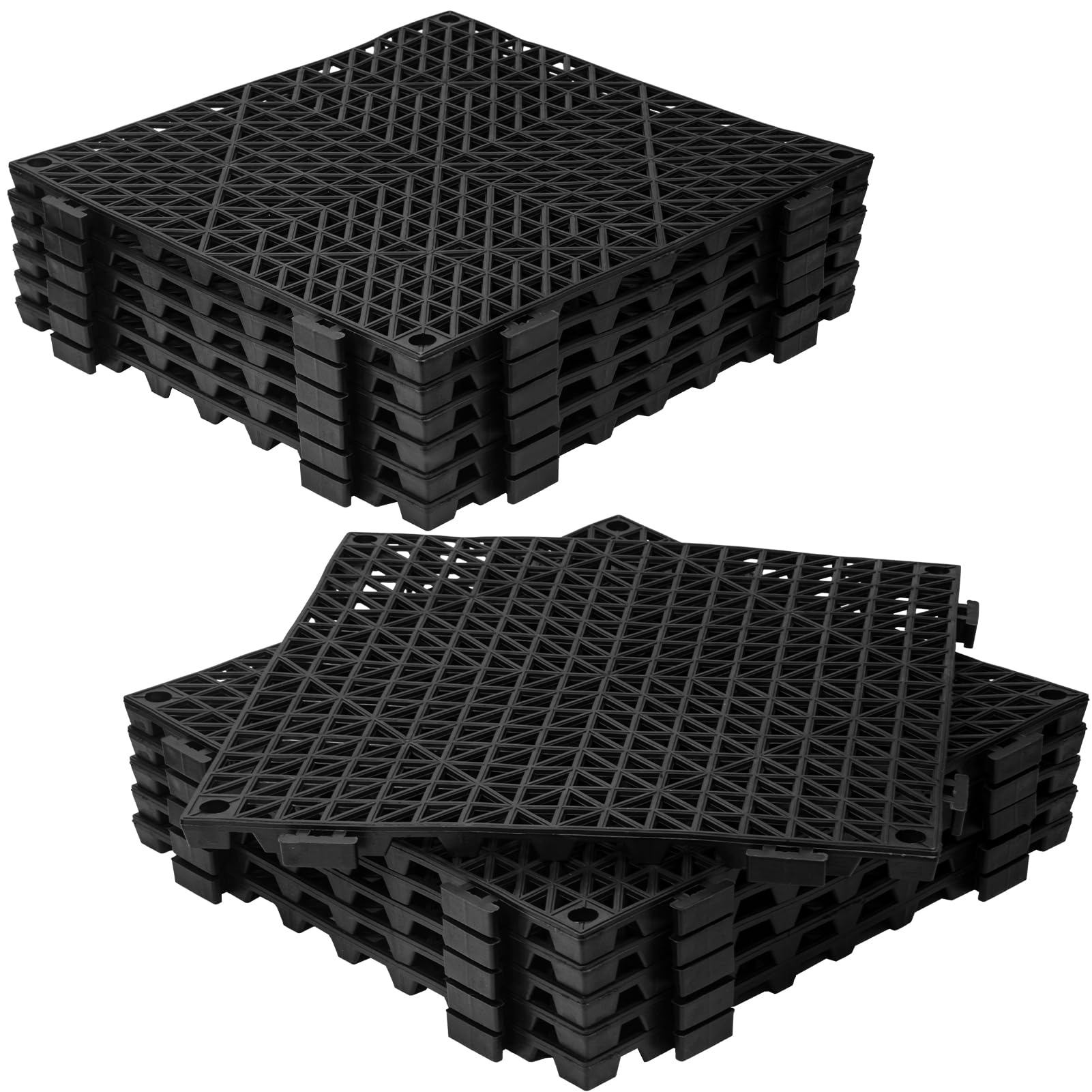 Photo 1 of 12Pcs Drainage Interlocking Floor Tiles 11.8" x 11.8", Modular Interlocking Cushion Soft PVC Floor Non-Slip Splicing Waterproof Mat for Drain, Pool, Shower, Patio, Balcony, Bathroom, Kitchen, Yard
