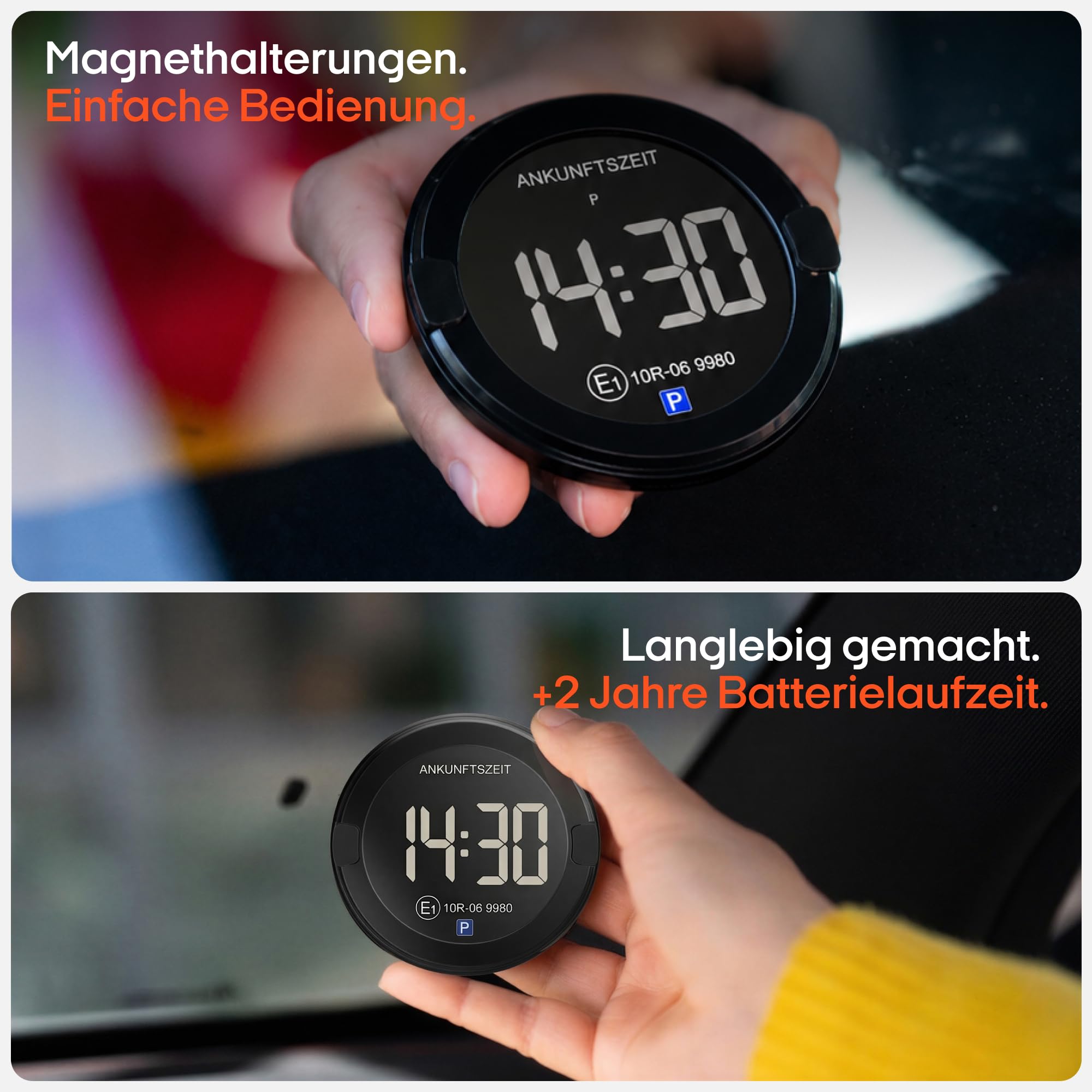 OOONO P-DISC NO2 - Elektronische Parkscheibe mit Zulassung fürs Auto - Automatische Digitale Parkscheibe Elektrisch mit Zulassung vom KBA nach StVO - Elektrische Parkuhr Auto zugelassen 7