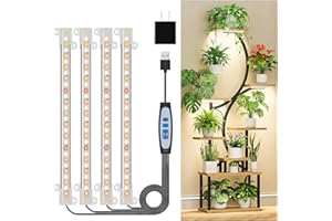 Kullsinss 8 inches LED Grow Light Strips, Full Spectrum Grow Lights for Indoor Plants with 6/12/16H Timer, 3 Color Modes, 5 D