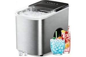 38lbs Per Day Countertop Ice Maker, 9 Ice Cubes in 3.5 Minutes, Self-Cleaning Portable Ice Machine with 2 Bullet Sizes for Kitchen, Camping, RV, and Party