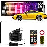 Led Sign for Car Windshield, Programmable LED Scrolling Flexible Screen Digital Display, APP Control, Advertising LED Sign with Remote, DIY Pattern Animation (Black, 3"x7")