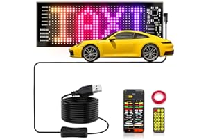 SUNLINKCO Led Sign for Car Windshield, Programmable LED Scrolling Flexible Screen Digital Display, APP Control, Advertising LED Sign with Remote, DIY Pattern Animation (Black, 3"x7")